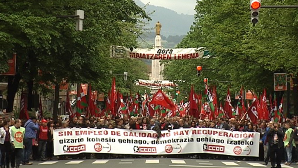 ccoo ugt manifestacion manifestazioa 1 mayo maiatza ITURRIA EITB